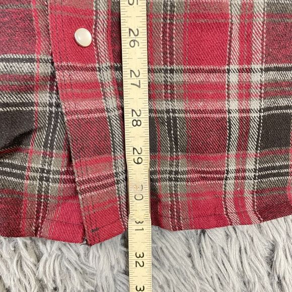 Men’s Extra Heavy Pearl Snap Plaid Flannel Outdoor Shacket Red Black Tan 2XL NWT - Picture 6 of 8